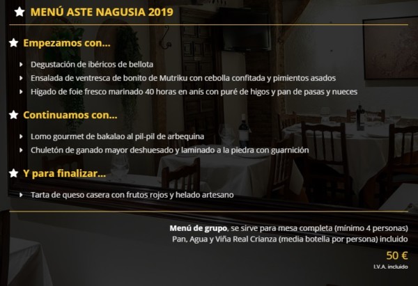 restaurante markina menu aste nagusi 2019